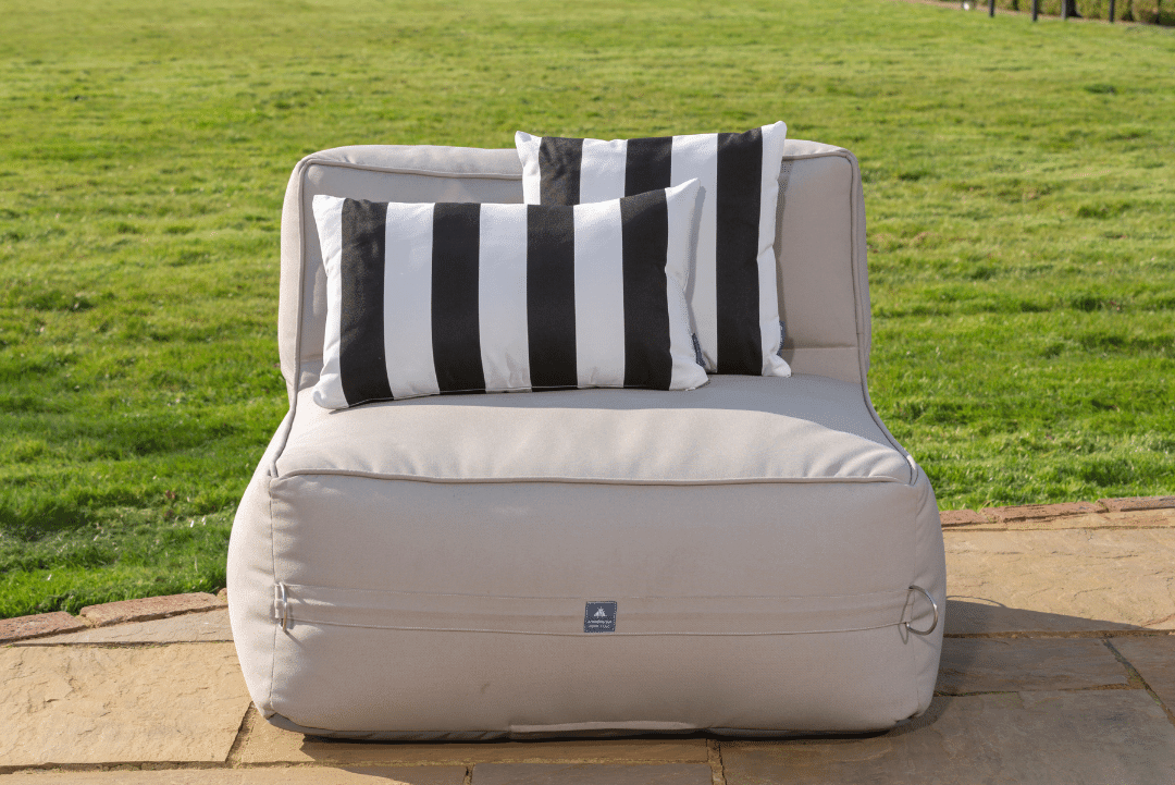 Luxury Garden Cushion in Black & White Stripe - armadillosun