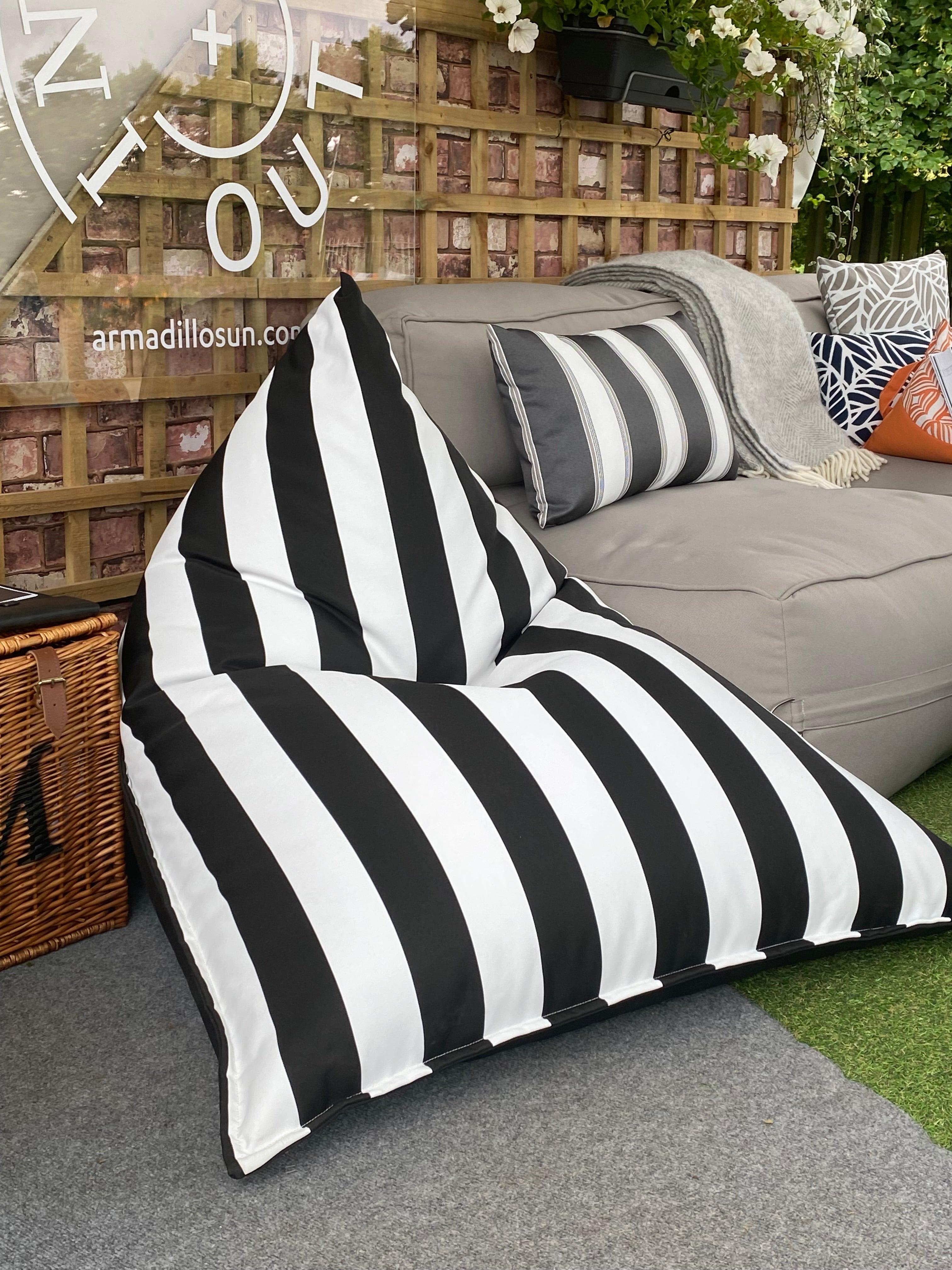 Bean Bag Chair - Candy Stripe Black