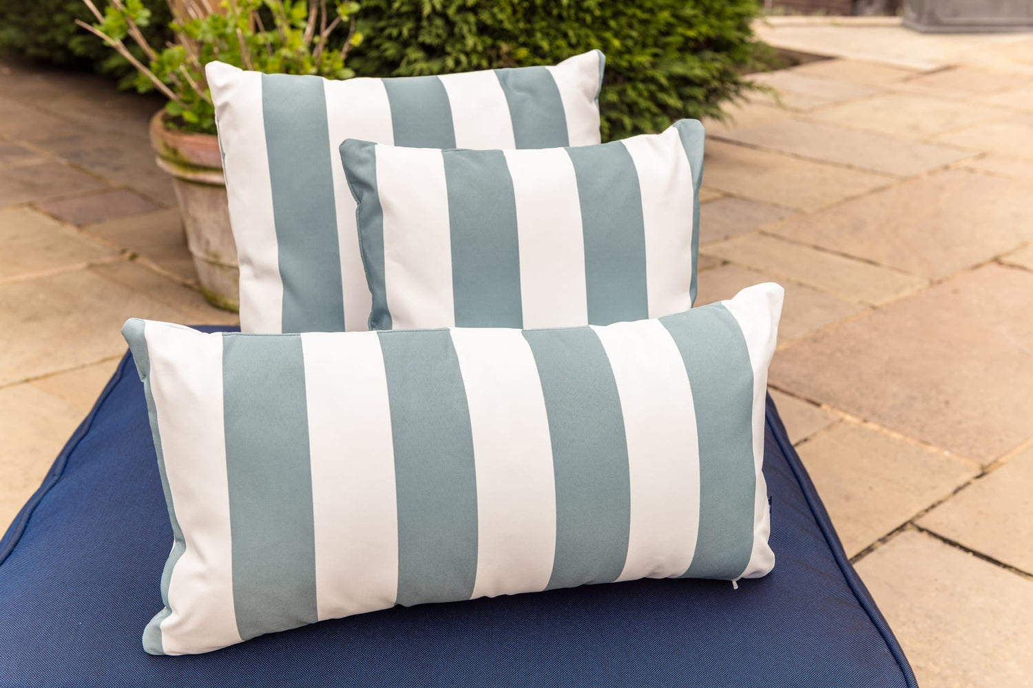 Luxury Cushion in Candy Stripe Ocean