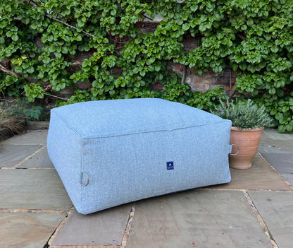 garden bean bag ottoman in seasrpay. 100% british-made, stain-proof, water-resistant with 5 year guarantee