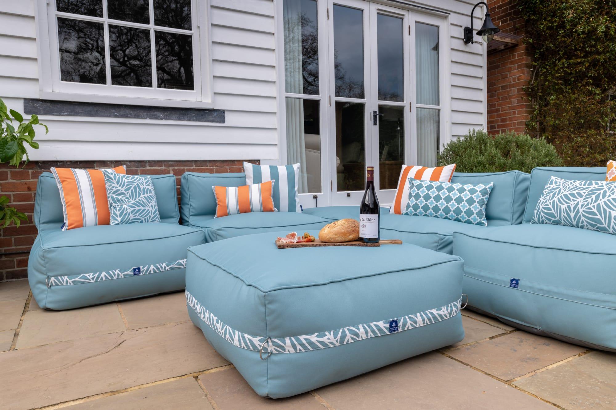 Luxury Summer Stripe in Orange, White and Ocean Outdoor Cushion - armadillosun