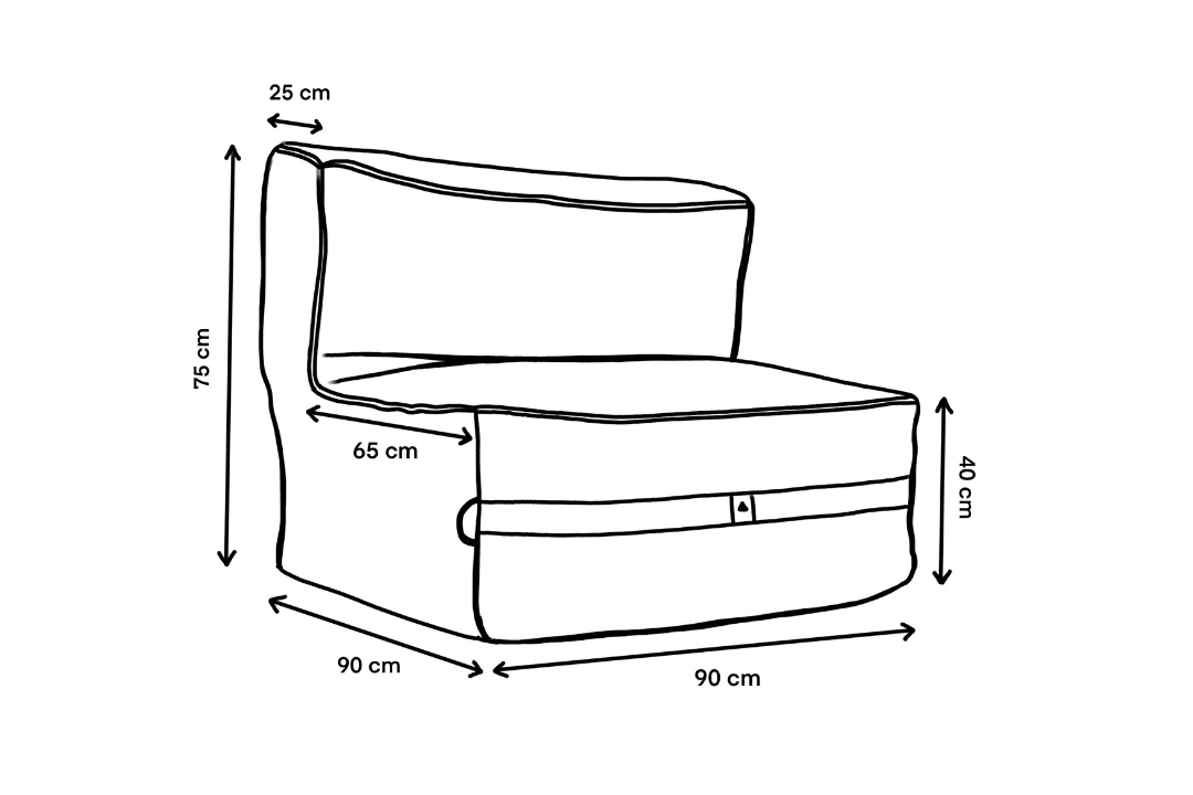 Sketch of bean bag modular chair for sofa sets with dimensions