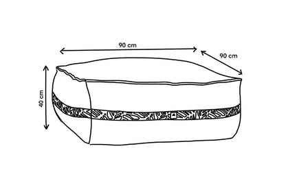 sketch of bean bag ottoman with dimensions