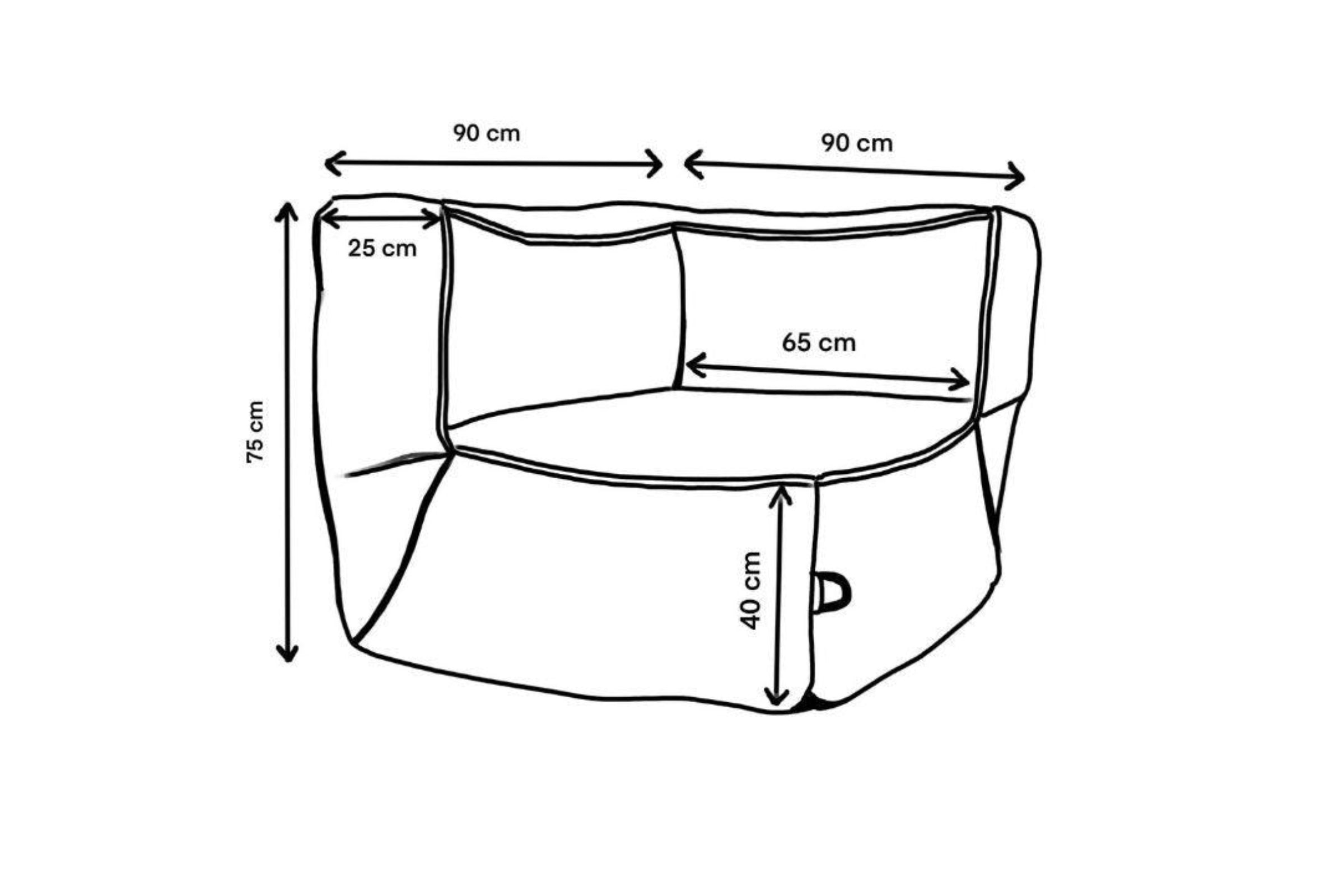 Sketch of the dimensions for corner sofa chair